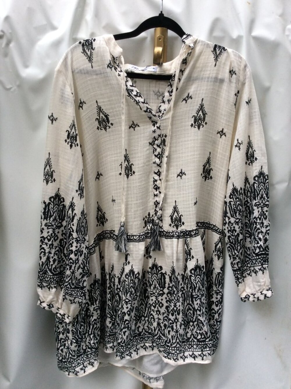 Zara 100% Cotton Boho Lagenlook Dress L NWT
